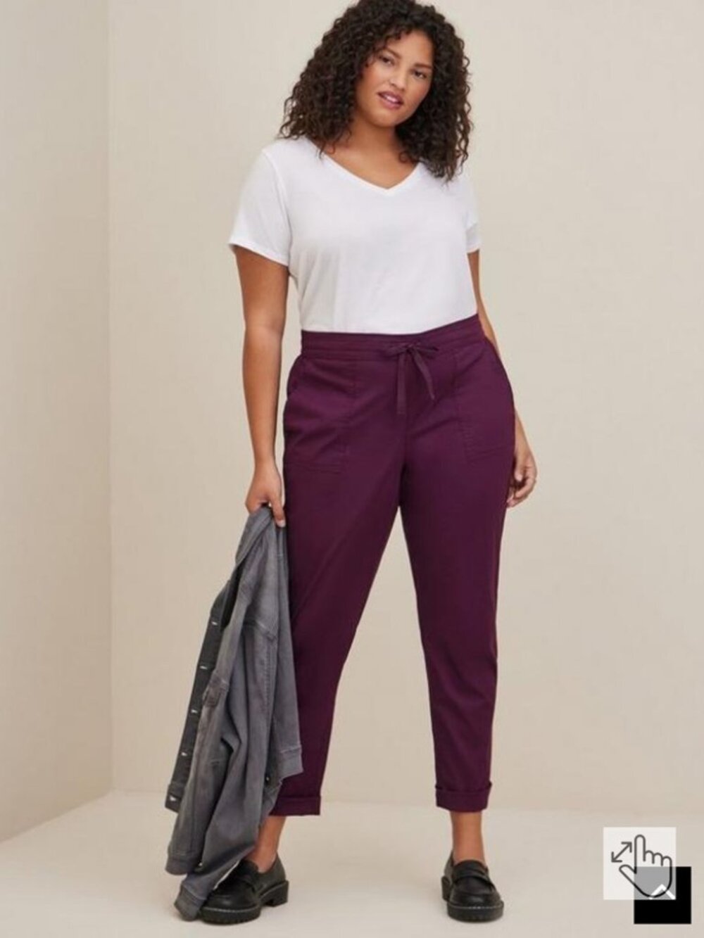 Torrid Pants 5 T Tall Purple Poplin Pull On Lightweight Straight Leg Plus Size